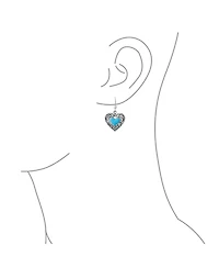 Bling Jewelry Bali Style Natural Turquoise Heart Shape Scroll Filigree Drop Earrings .925 Sterling Silver