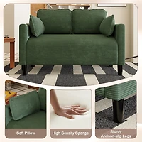 Streamdale Furniture 48" Corduroy Loveseat Couch with Cushions & Side Storage