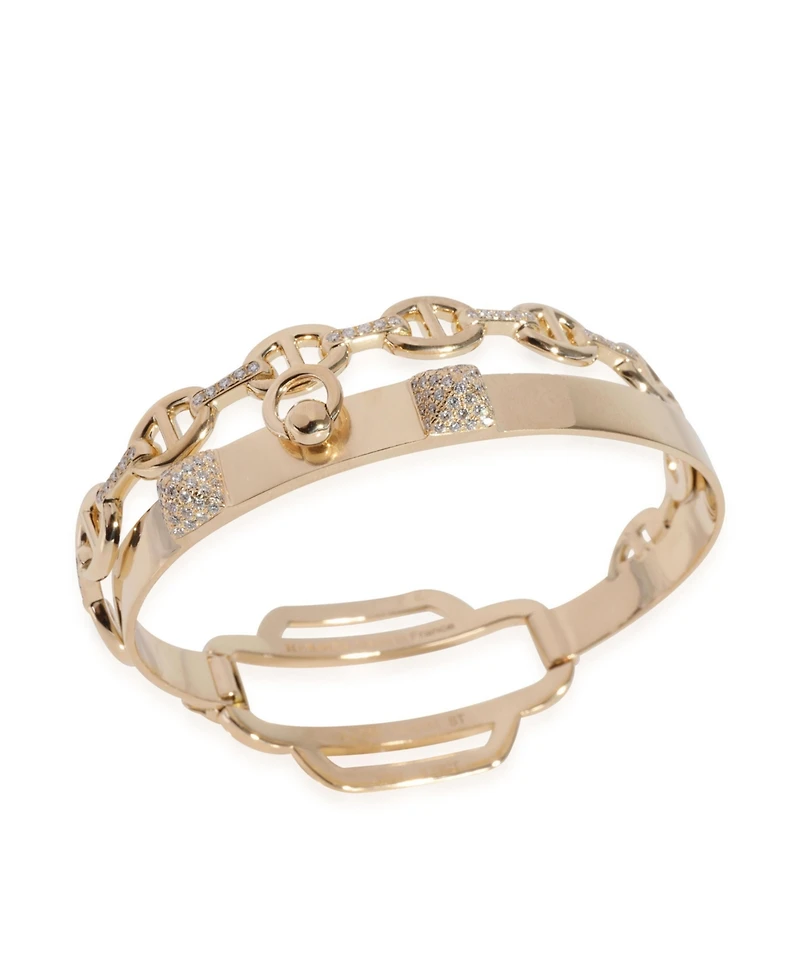 Pre-Owned Hermes Double Tour Collier De Chien Diamond Bracelet in 18k Yellow Gold 0.79 Ctw