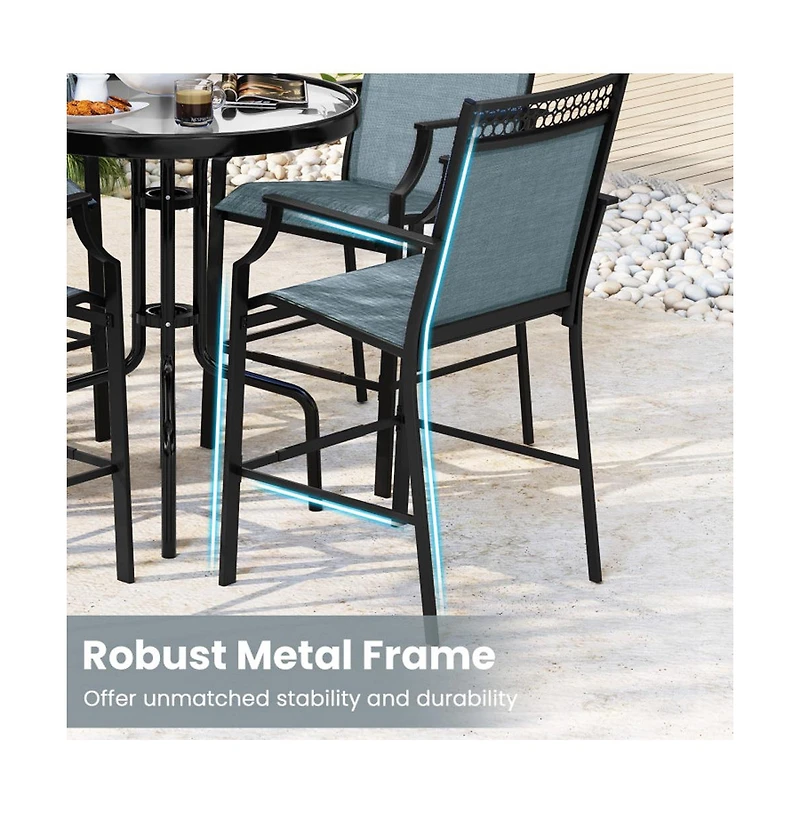 Boyel Living Outdoor Counter Stools Set of 2 Heavy-Duty Barstools with Footrest and Armrests