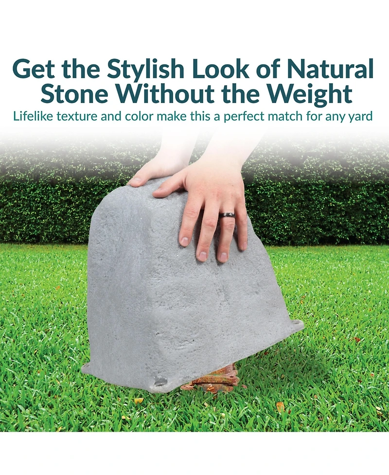 Sunnydaze Decor Outdoor Polyresin Landscape Rock Septic Cover with Stakes - 2-Pack