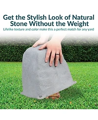 Sunnydaze Decor Outdoor Polyresin Landscape Rock Septic Cover with Stakes - 2-Pack
