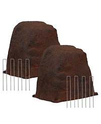 Sunnydaze Decor Outdoor Polyresin Landscape Rock Septic Cover with Stakes - 2-Pack