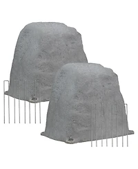 Sunnydaze Decor Outdoor Polyresin Landscape Rock Septic Cover with Stakes - 2-Pack