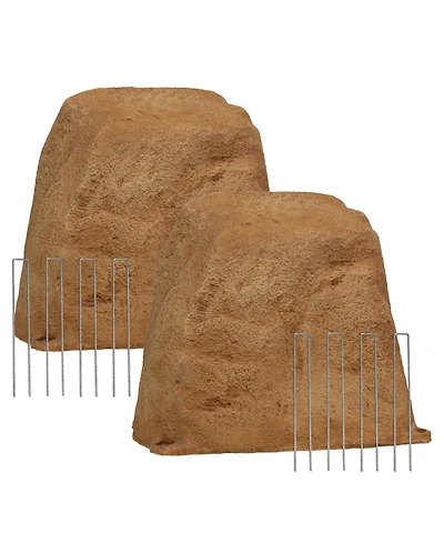 Sunnydaze Decor Outdoor Polyresin Landscape Rock Septic Cover with Stakes - 2-Pack