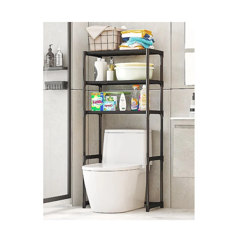 homfan Space-Saving 3 Tier Over The-Toilet Storage Shelf - Freestanding Bathroom Organizer Rack Sturdy and Easy Assembly Ideal