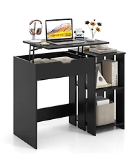 Slickblue Small Space Desk with Hidden Storage and Open Shelving Unit
