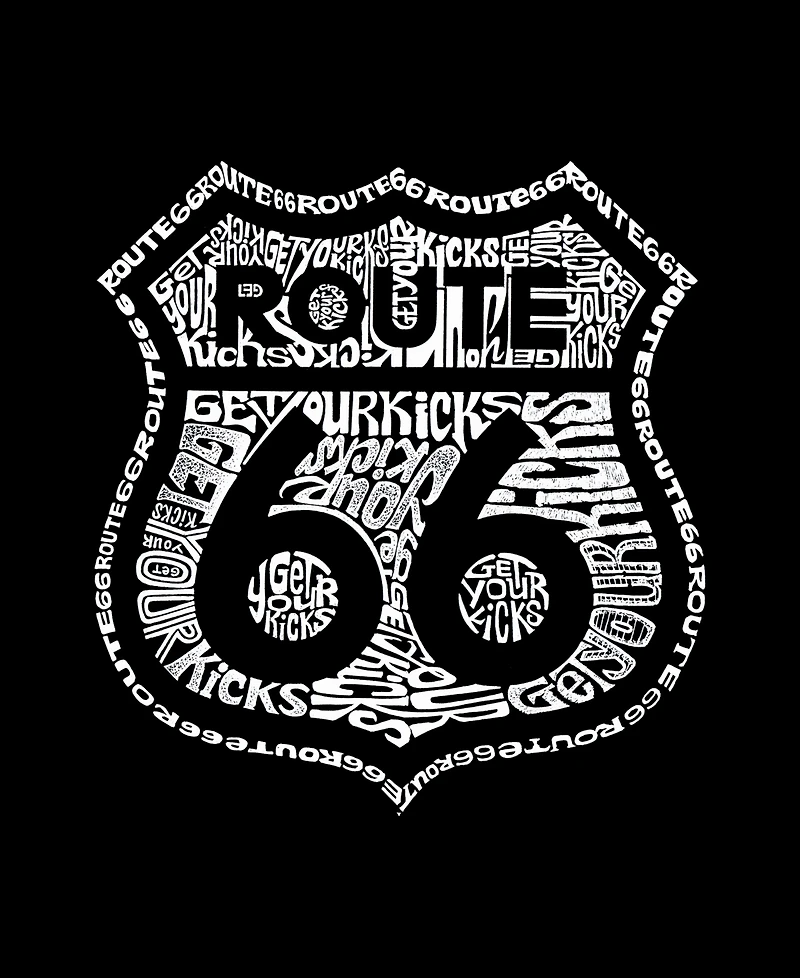 La Pop Art Men's Route 66 Word Tank Top