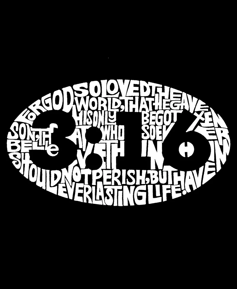 La Pop Art Men's 3:16 Oval Typography Word Graphic Tank Top