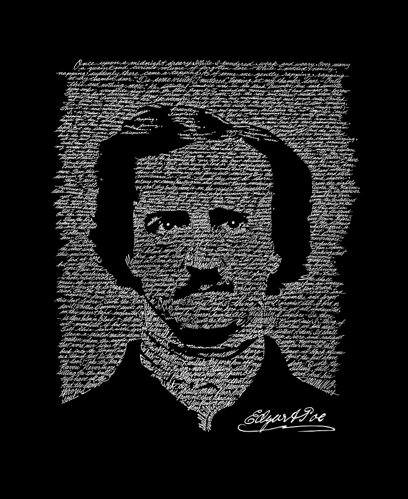 La Pop Art Men's Edgar Allan Poe Portrait Typography Graphic Tank Top