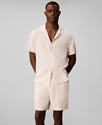 Calvin Klein Men's Straight Linen Blend Elastic Waistband Shorts