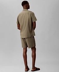 Calvin Klein Men's Straight Linen Blend Elastic Waistband Shorts