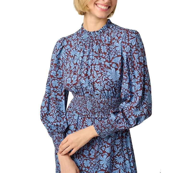 Adrianna Papell Women's Printed Smocked Midi Dress