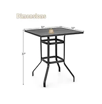 Boyel Living 32 Inches Outdoor Steel Square Bar Table with Powder-Coated Tabletop