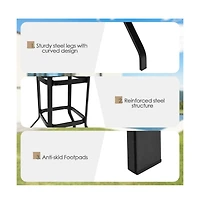 Boyel Living 32 Inches Outdoor Steel Square Bar Table with Powder-Coated Tabletop