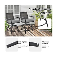 Boyel Living 360 Degree Swivel Bar Stool Set of 2 with Metal Frame and Pe Rattan Backrest
