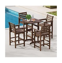 Boyel Living 30 Inch Square Bar Table Dining with Slatted Tabletop for Poolside
