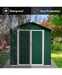 Mondawe 4feet x 6feet Outdoor Metal Storage Sheds Apex Roof Garden Tool Storage with Lockable Doors