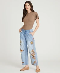 Driftwood Women's Barbie Barrel Embroidered Western Motif Jeans