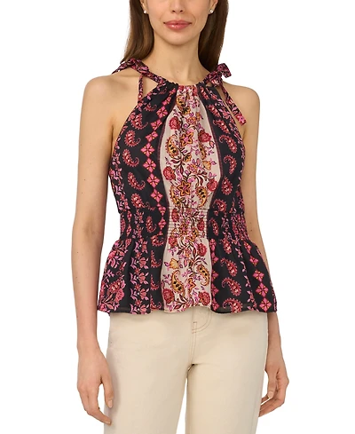 CeCe Women's Smocked Waist Halter Neck Top