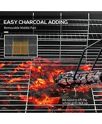 Outsunny Barrel Charcoal Bbq Grill, Wheeled Barbecue,