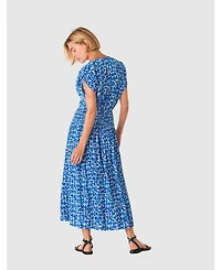 Whistles Women's Brushed Stroke Short Sleeve Midi Dress