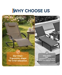 homfan Outdoor Rocking Chair with Iron Frame, Breathable Mesh Patio Recliner for Porch