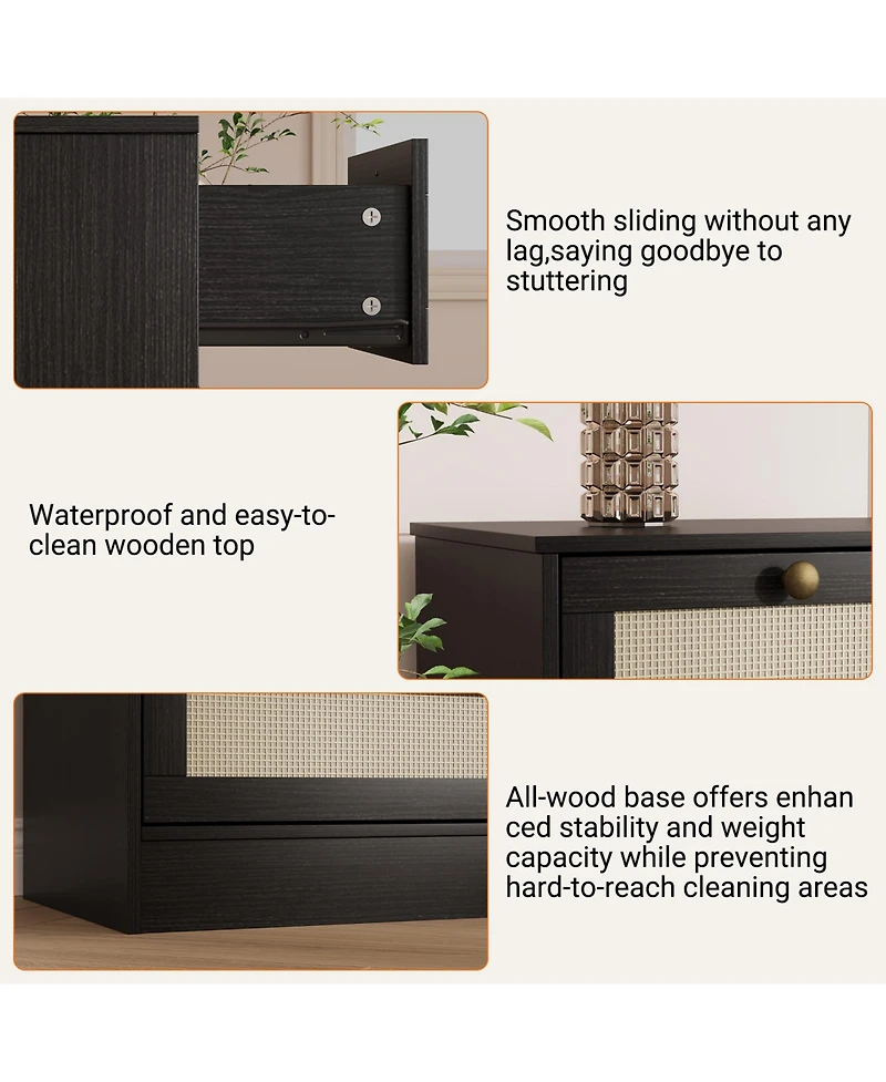 homfan Modern 12 Drawer Sturdy Wood Dresser- Extra Wide Chest with Deep Storage - Tv Stand for 65 Inch Versatile Living Room, Closet