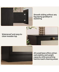 homfan Modern 12 Drawer Sturdy Wood Dresser- Extra Wide Chest with Deep Storage - Tv Stand for 65 Inch Versatile Living Room, Closet