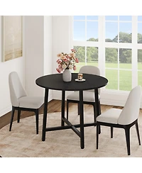homfan Round Dining Table for 2-4, Wood-Grain Circle Kitchen with Iron Frame, 31.5 or 47.2 Inch, No Chairs