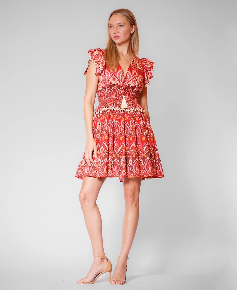 julia jordan Women's Smocked Waist Pull-On Short Dress