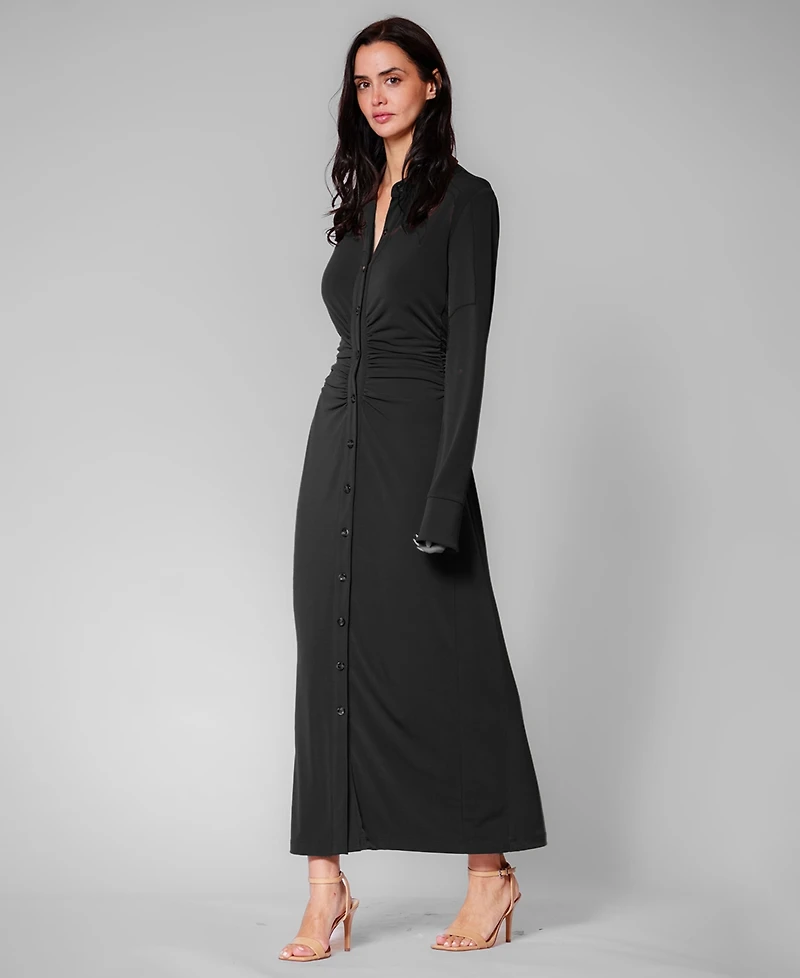 julia jordan Women's Long-Sleeve Collared Midi Dress