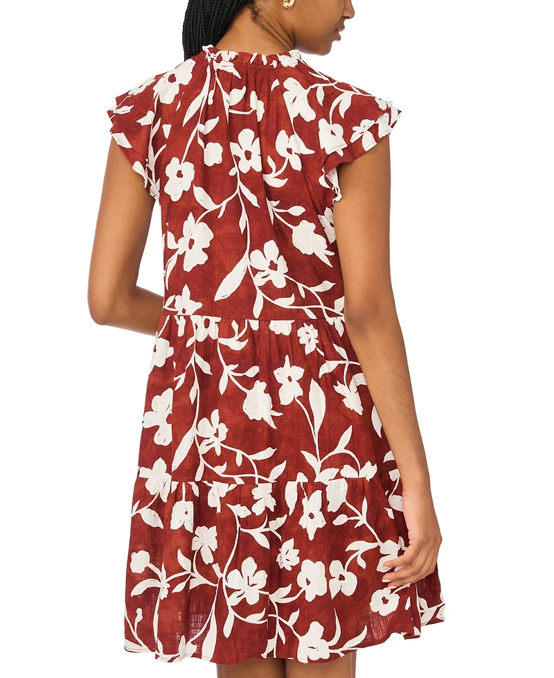 Msk Women's Floral Linen Blend Tiered Dress