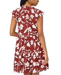 Msk Women's Floral Linen Blend Tiered Dress