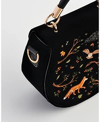 Fable England Fox And Owl Embroidered Top Handle Saddle Bag