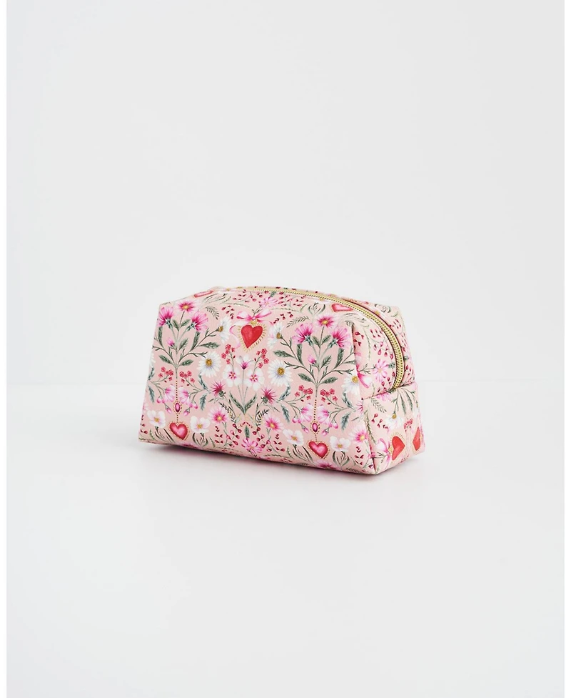 Fable England Women's Floral Heart Cosmetic Pouch