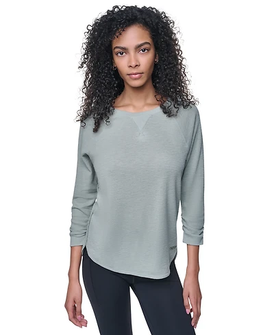 Dkny Women's Mini Slub Waffle Three Quarter Sleeve T-Shirt