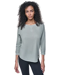 Dkny Women's Mini Slub Waffle Three Quarter Sleeve T-Shirt