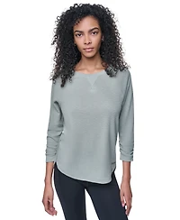 Dkny Women's Mini Slub Waffle Three Quarter Sleeve T-Shirt