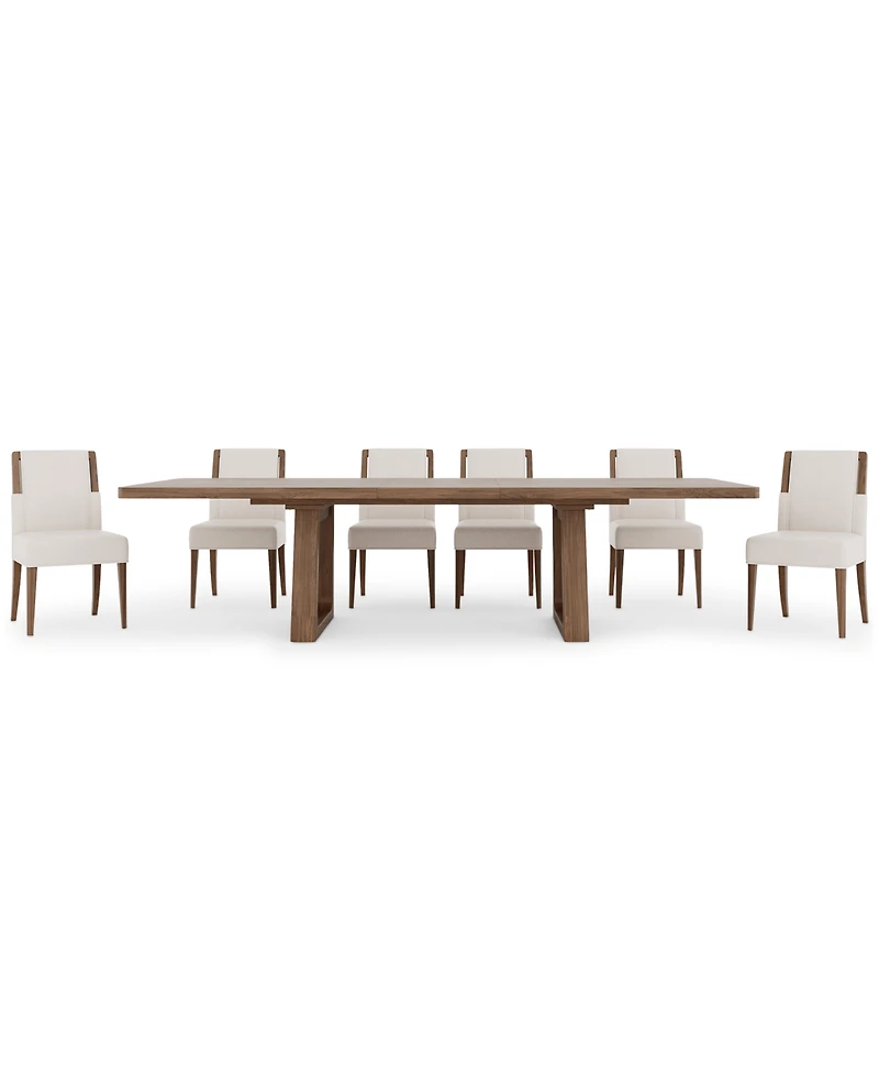 Amelie Rectangular 7-Piece Wood Dining Set (Table and 6 Upholstered Chairs)