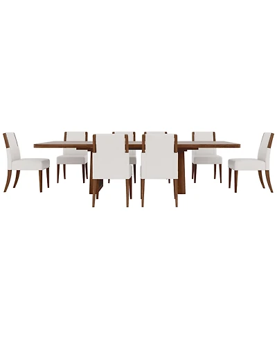 Amelie Rectangular 9-Piece Wood Dining Set (Table and 8 Upholstered Chairs)