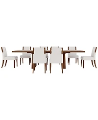 Amelie Rectangular 9-Piece Wood Dining Set (Table and 8 Upholstered Chairs)