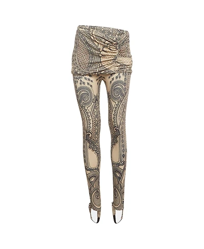 Pre-Owned Roberto Cavalli Women's Printed Knit Draped Overlay Detail Pants