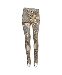 Pre-Owned Roberto Cavalli Women's Printed Knit Draped Overlay Detail Pants