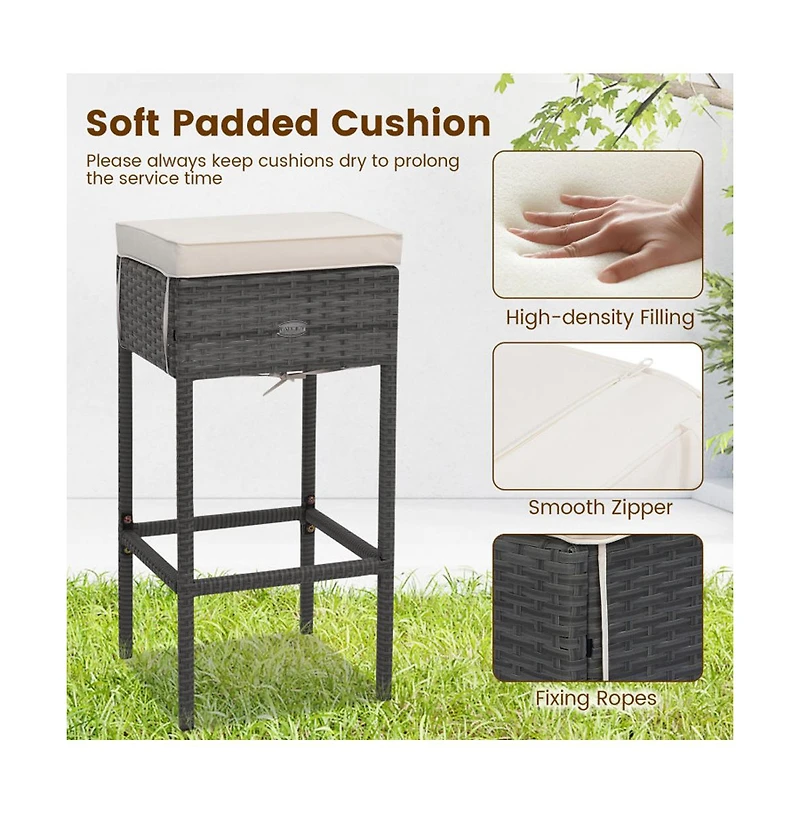 Boyel Living 5 Pieces Outdoor Wicker Bar Table Set with Hidden Storage Shelves
