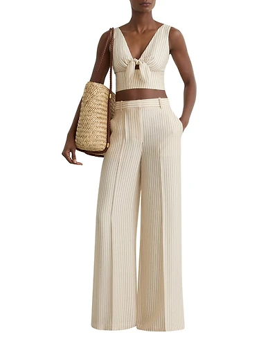 Reiss Women's Pinstripe Tie-Front Cropped Top