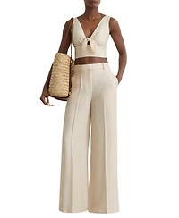 Reiss Women's Pinstripe Tie-Front Cropped Top