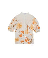 Reiss Women's Floral-Print Lace-Trim Shirt