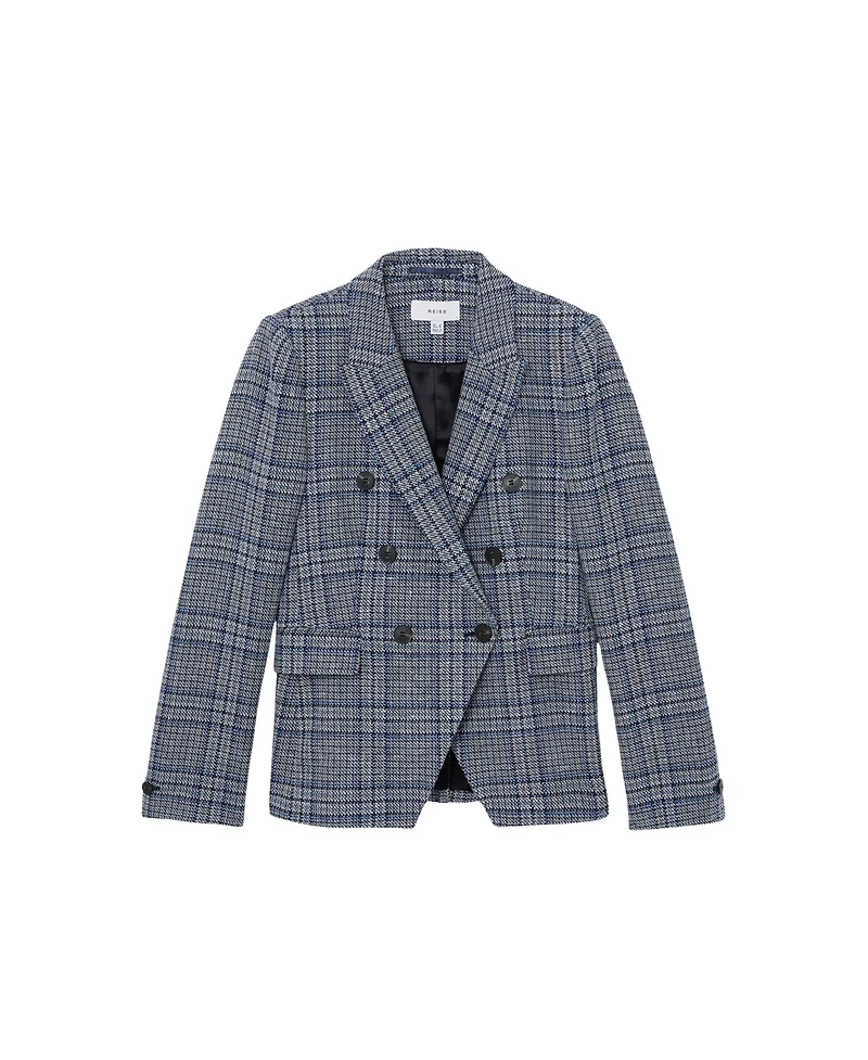 Reiss Women's Double-Breasted Check Cotton-Linen Blazer