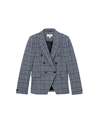 Reiss Women's Double-Breasted Check Cotton-Linen Blazer